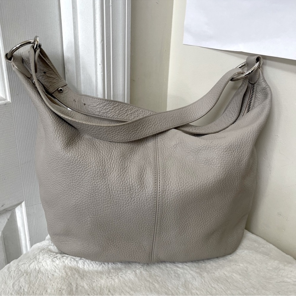 Furla EUC Gray Pebble Leather Hobo Bag